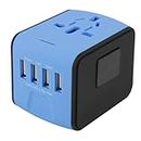 Convenient Travel Adapter，International Power Adapter with 4 USB Ports and 1 AC Socket for USA,UK,EU Covers 160+Countries
