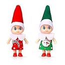 Jc.upin 2 Pack Christmas Elf Doll - Tiny Christmas Elf for Girl and Boy Baby Doll Novelty Toys Xmas New Year Gift Stocking Stuffers, Elf Baby Accessories Dolls Christmas Twins Doll Accessories
