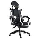 Ntiibcuy White Gaming Chair for Kids, Massage Video Game Chair Silla Gamer with Lumbar Support, Big and Tall Computer Chair for Heavy People