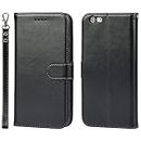 Cavor for iPhone 6 plus, iPhone 6s plus Wallet Case for Women, Flip Folio Kickstand PU Leather Case with Card Holder Wristlet Hand Strap, Stand Protective Cover for iPhone6plus/ iPhone 6splus 5.5'' Phone Cases-Black