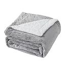 Good Nite Blanket 230x270cm Reversible Sherpa Fleece Blanket Fluffy Polyester Blanket Soft and Warm Bed Blankets for Home life and Travel (Grey,Super King)