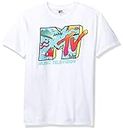 MTV Men's Retro Logo Men's T-Shirt, White, Medium