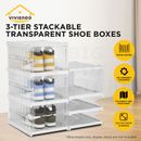 3 Tier Foldable Shoe Box Rack Sneaker Display Storage Case Stackable Oragniser
