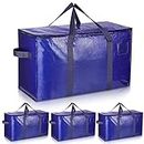 Uhogo 110L 3 Pack Heavy Duty Extra Large Storage Bags - Thicker Waterproof Storage Bags with Zips for Moving, Travelling, Camping, University, Garden Tools, Holiday Decorations Storage - Blue