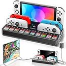 Switch TV Dock Station with Joycon Charger, Replacement for Nintendo Switch Docking Station with 4K HDMI Switch TV Adapter, Switch Base Charging Stand with Switch Controller Charger & 10 Game Slots