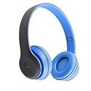 FCR P47 Wireless Bluetooth Portable Sports Headphones with Microphone, Stereo FM, Memory Card Support (Blue)