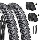 Hycline 2 Pack Bike Tires Set,26x1.95 Inch Folding Replacement Tire Plus 2 Pack 26-inch Bike Tubes and Levers for MTB Mountain Bicycle