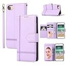 YocoverTech for iPhone 6/6S/7/8 Case,for iPhone SE 2020/SE 5G 3rd Gen Wallet Case[5 Card Slots+a Pocket+Mirror] PU Leather Folio Flip Cover Magnetic Wallet Phone Case for iPhone 7/8-Purple
