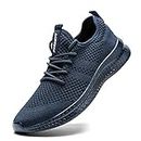 FUJEAK Men Walking Shoes Men Casual Breathable Running Shoes Sport Athletic Sneakers Gym Tennis Slip On Comfortable Lightweight Shoes for Jogging Darkblue Size 10