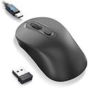 aweskmod Mouse Wireless Bluetooth,2.4G Mouse Wireless Ricaricabile,3 DPI regolabili mouse senza fili con Convertitore USB e Tipo-C per laptop, PC, Mac, design ergonomico,Nero Opaco