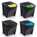 Keden Sortibox Système de tri des déchets 4 x 25 l - Lot de 4 bacs de tri des déchets - Poubelle en plastique (noir)