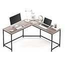 VASAGLE L-förmiger Schreibtisch, Gaming-Tisch, 149 x 149 x 76 cm, Eckschreibtisch für Arbeitszimmer, Homeoffice, platzsparend, einfacher Aufbau, Greige meliert-tintenschwarz LWD073B02