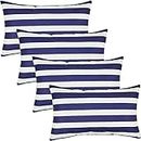 cygnus 12x20 Inch Navy Blue and White Stripe Lumbar Throw Pillow Covers Case Outdoor Waterproof Pillowcase for Patio Furniture Sunbrella Outside Set of 4