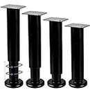3-5 Inch / 8-12.5cm Adjustable Furniture Legs, Btowin VCF 7 Pcs Black Metal Bed Frame Center Slat Support Feet Heavy Duty DIY Replacement Legs for Cabinet Table Sofa Couch Chair Desk