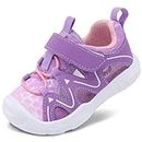 JOINFREE Girls Walking Shoes Toddlers Lightweight Sneakers Non-Slip Sports Shoes for Boys Girls Purple 7 Toddler