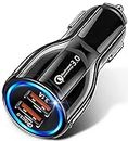 Usful Tech - Fast Charge USB Car Charger, Dual Port USB 3.0 Mini Car Phone Charger, 30W/ 5A Fast Charging Cigarette Lighter Adapter,Compatible with iphone, Samsung and Android phones