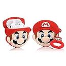 Careflection Premium Funky Cartoon 3D Full Protective Case with Keychain for AirPods 1 2 (Mario)