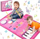 Juguetes para niñas de 1 año, alfombra de juego musical 2 en 1 con teclado y batería de piano