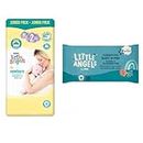 Little Angels Size 2 Newborn Nappies Jumbo 60 Pack + 60 Fragrance Free Baby Wipes