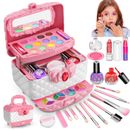 Pretend Makeup Play Set Kids Cosmetic Box Dress Up Fun Learn Toy Creative Gift