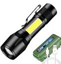 Fire Turtle Torch Led Flashlight Rechargeable USB Mini Torch Light, Ultra Brightest Small Flash Light Handheld Pocket Compact Portable High Powered Tactical Travel Flashlights (3 in 1 Torch)