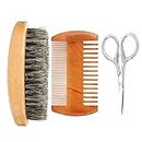 Beard Brush Kit, Men Facial Beard Cleaning Brocha de Afeitar Face Massager Groooming Appliance Tool(Beard Kit)