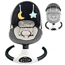 P@B PBell Baby Swing for Infants, Bluetooth Music Speaker 5 Speeds and Remote Control The Five-Point Seat Belt Baby Swings Chair with 2 Toys (Black)