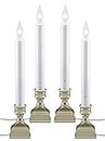 612 Vermont LED Electric Window Candles with Bright Hot Spot, Sensor Dusk to Dawn, Flicker Flame or Steady On, USB Low Voltage Adapter, VT-1270P-4 (Pack of 4, Pewter)