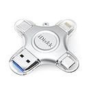 [MFi Certified] 128GB Flash Drive for iPhone iPad USB 3.0 Lightning Drive 4 in 1 Multi Functional Memory External Storage for iOS and Android Samsung Phones Type c Devices and MacBook idiskk