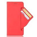 Zl One PU Leather Protection Card Slots Wallet Case Flip Cover Compatible with/Replacement for Fujitsu らくらくスマートフォン me F-01L / Easy Phone/Raku Raku/F-42A (Red)