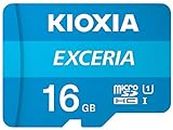 KIOXIA 16GB EXCERIA microSD Memory Card U1 Class 10 100MB/s Max Read Speed, Full HD Video Recording