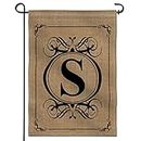 Anley Classic Monogram Letter S Garden Flag, Double Sided Family Cognome Initial Yard Flags - Personalized Welcome Home Decor - Weather Resistant & Double Stitched - 18 x 12,5 Pollici