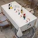 Tischdecke 115x175cm, Wasserdicht, Baumwolle Leinen Tischdecke, Schmutzabweisend Fleckschutz, für Home Esszimmer Küche - Cremeweiß