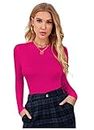 Dream Beauty Fashion Women's Full Sleeve Top Round Neck Casual Tshirt (Top2-Empire Rani Pink-XL)