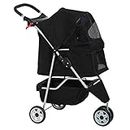 BestPet New Black Pet Stroller Cat Dog Cage 3 Wheels Stroller Travel Folding Carrier T13
