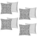 Brentfords Outdoor Sofa Cushion Covers, 45x45 Cushions with Covers Included Garden Decorative Chair Cushion Pads Throw Pillows, Geometric Pack of 4 Black and White