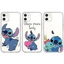 nurkorki [3 Piezas Funda para iPhone 11 6,1" Stitch, Transparente Silicona Anime Carcasa con Aesthetic Dibujos para iPhone 11 Fundas Protector Cute Case