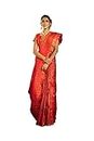 Vardha Sarees for Women Banarasi Silk Kanchipuram Woven Sari | Indian Diwali Wedding Gift Sari - Unstitched Blouse, rot, Einheitsgröße