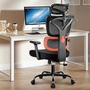 Winrise Office Chair Ergonomic Desk Chair, High Back Gaming Chair, Big and Tall Reclining chair Comfy Home Office Desk Chair Lumbar Support Breathable Mesh Computer Chair Adjustable Armrests(B-Orange)