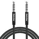 Omivine 3.5mm Audio Cable 4-Pole TRRS Aux Male to Male Microphone Cord for Car, Headphone, Smartphone, Speaker, Laptop PC TV, MP3, Echo Dot, Tablet, Home Stereos, Laptop and More – 1M Black