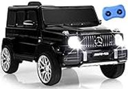 INFANS Licensed Mercedes Benz G63 Kids Ride On Car, 12V Electric Vehicle with Remote Control, Double Open Doors, Music, Bluetooth, Wheels Suspension, Battery Powered for Children Boy Girl (Black)