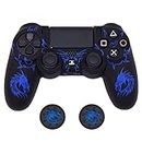 Skin for PS4 Controller, BRHE Anti-Slip Grip Silicone Cover Protector Case Compatible with PS4 Slim/PS4 Pro Wireless/Wired Gamepad Controller with 2 Dragon Carving Thumb Grip Caps