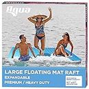 Aqua Ultimate Floating Water Mat – Heavy Duty Floating Island Pad with Expandable Zippers – Navy/White Stripe
