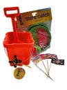 Sandcastle Cucket and Spade Flags Molino de viento y bola de captura conjunto de 2 jugadores juego naranja