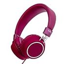 Olyre Kids Headphones Wired for School with Microphone, Lightweight Foldable Wired Headphones for School Age Kids with in-Line Control for Boys and Girls for Tablet Chromebooks ipad Red