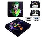 Elton Batman VS Joker Theme Skin Sticker Cover for PS4 Slim Console and Controllers Full Set Console Decal Stickers for Front & Back 4 Led bar Decal +2 Controller Decal Cover