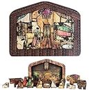 Wooden Jesus Puzzle Statue, Nativity Puzzle with Wood Burned Design, Jesus Puzzles, Nativity Set, Jigsaw Puzzle Game for Adults and Kids, Home Decor, Birthday Present Gifts (Small (7.9 x 5.9))