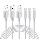 Quntis iPhone Charger Cable, 3 Pack 2M iPhone iPad Charger Cord, Mfi Certified Lightning Cable, Compatible with iPhone 14 13 12 11 Xs Max XR X 8 7 6s Plus, iPad Mini Air, iPod, Airpods - White