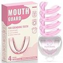 4 Pack Pink Women Mouth Guard for Teeth Grinding, Medium Size, Moldable Mouth Guard for Teenagers, Bite Guard for Clenching Teeth