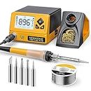 SEEKONE 60W Soldering Station 356°F to 896°F Soldering Iron Station with 5 Extra Iron Tips, ESD Safe, 3 Preset Channels, °C/ºF Conversion, Auto Sleep, Calibration Support & Power-on Memory